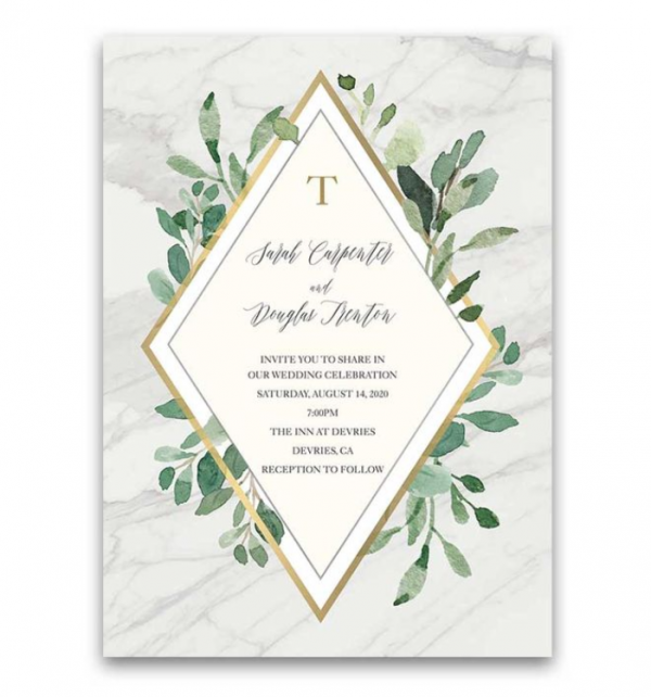 Undangan dengan aksen berlian yang megah